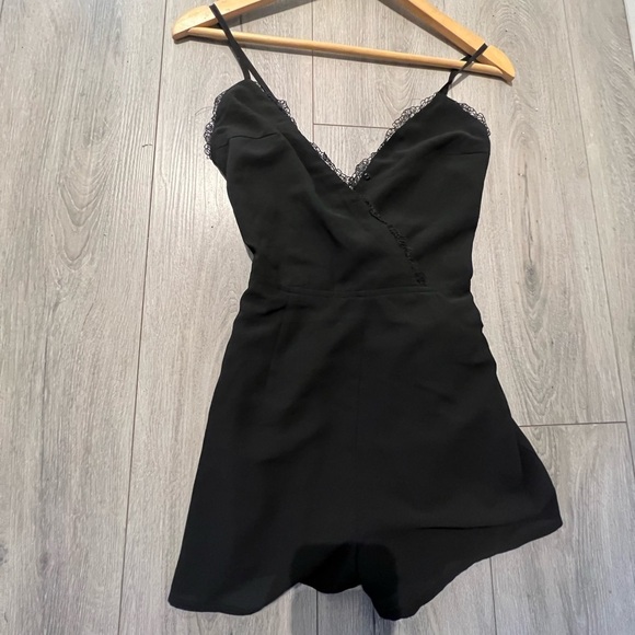 Black Lace Trim Jumpsuit - Picture 3 of 4